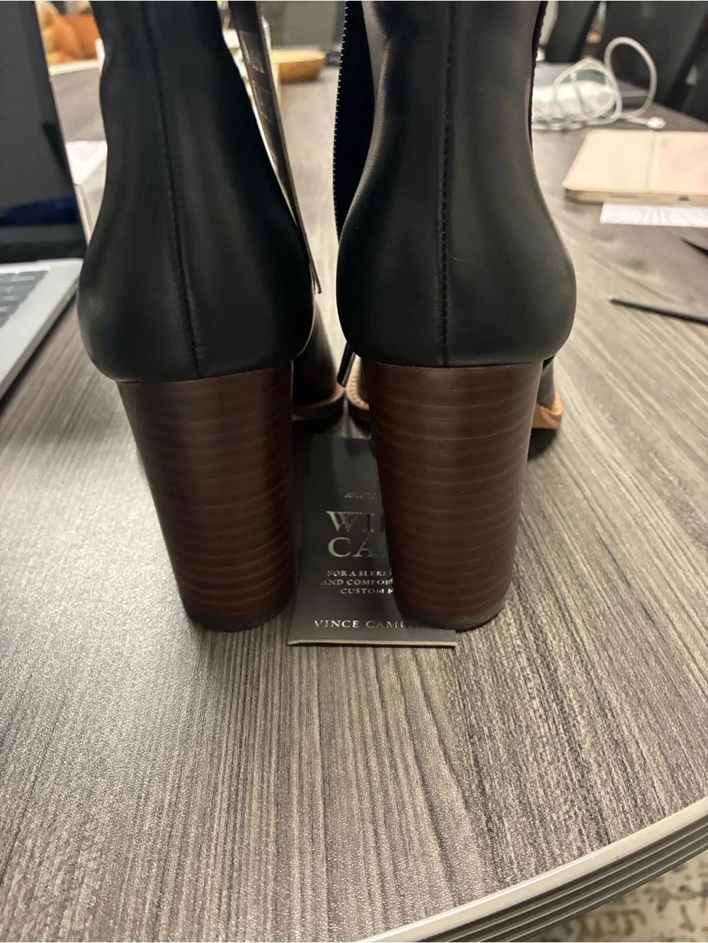 Vince Camuto Black Leather Wide-Calf Knee High Boots
